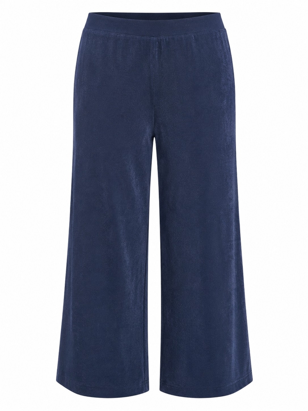 CHICO'S | Travelers Navy Extra Wide Leg Cropped Pull On Stretch Pants | L 12 14